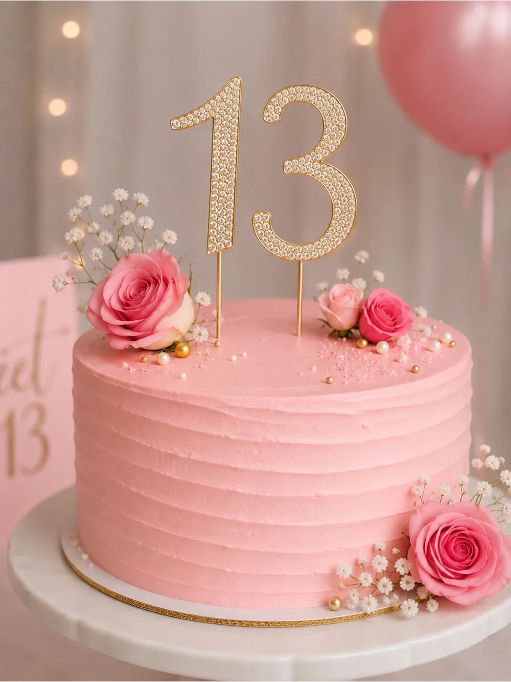 13 Cake Topper - Premium Gold Metal - 13th Birthday Party Sparkly